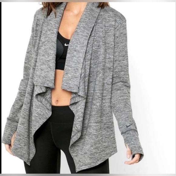 Nike Sweaters - Nike women’s waterfall yoga wrap open front cardigan sweater Sz large